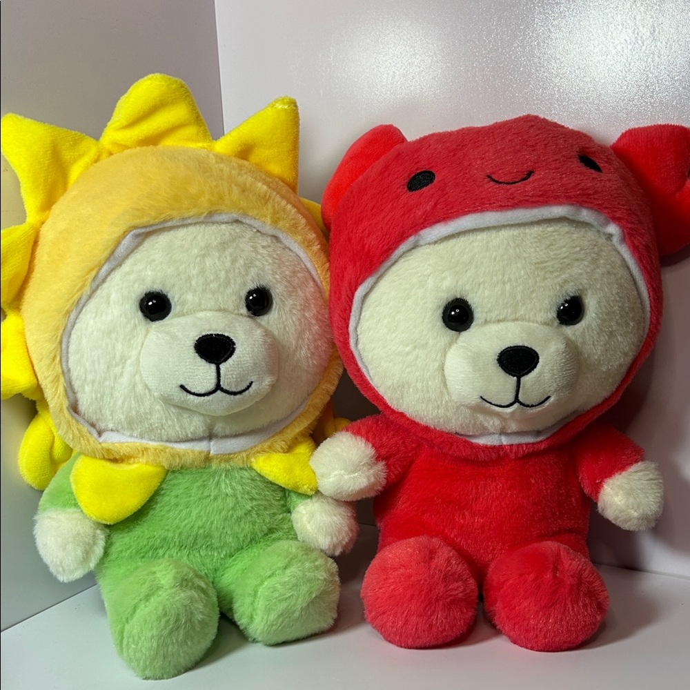 Kellytoy Sunflower Bear and Crab Bear Plush Set of 2